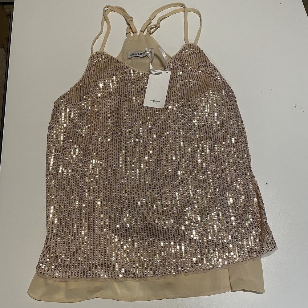 Grace Karin Sequin Halter Party Top NWT Size XL